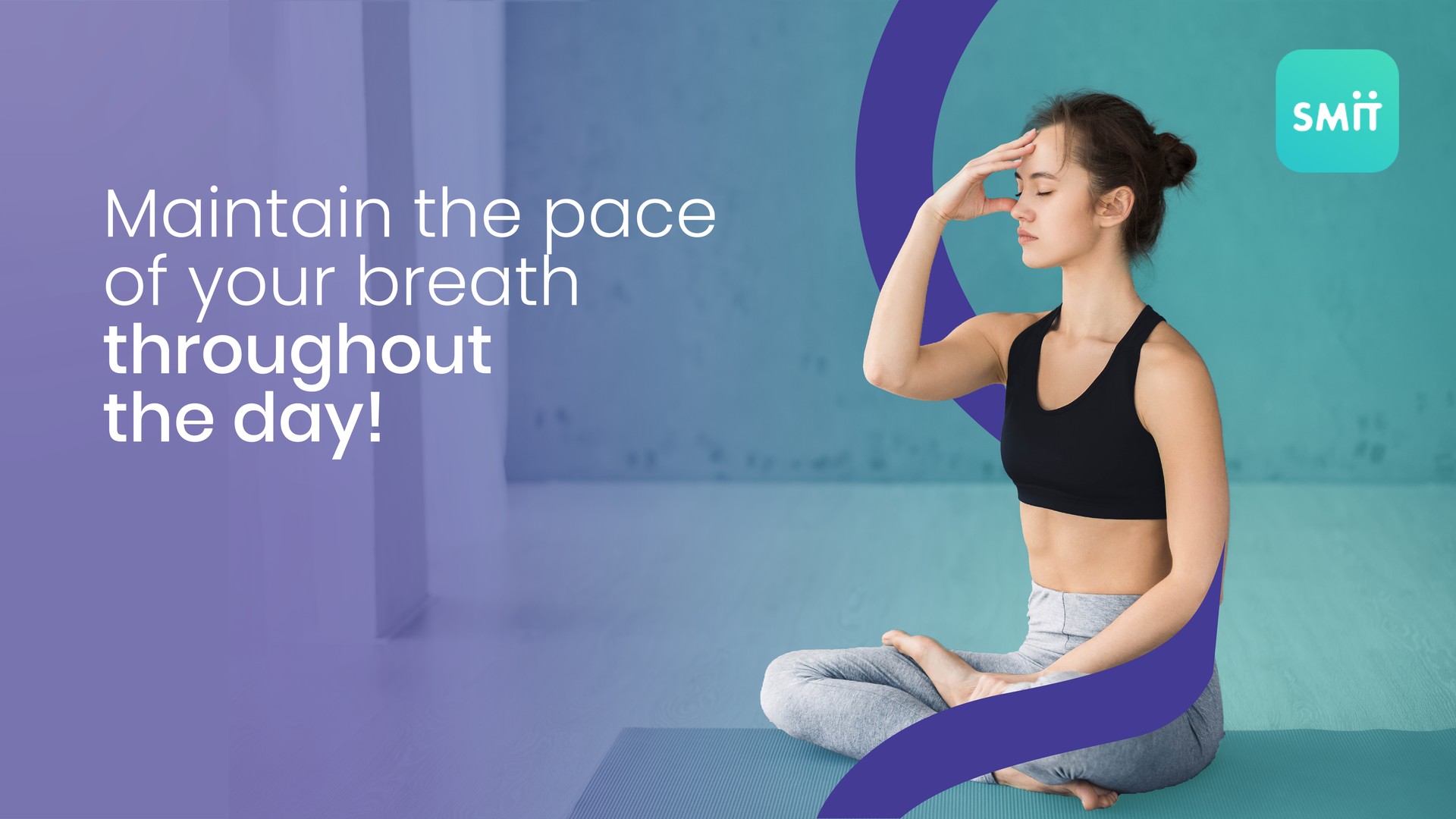 Woman performing breathing exercise